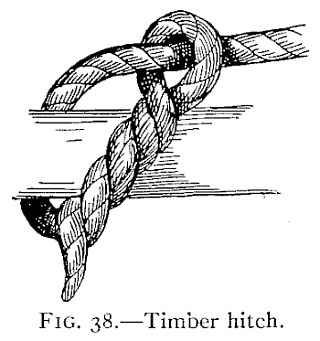 Illustration: FIG. 38.Timber hitch.