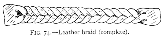 Illustration: FIG. 74.Leather braid (complete).