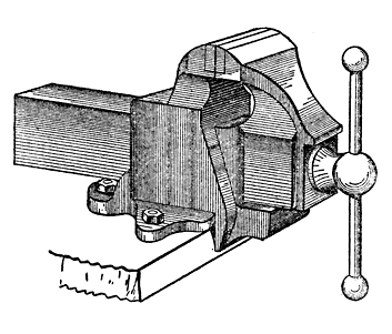 Here Drawing of a bench vice ~ chair table